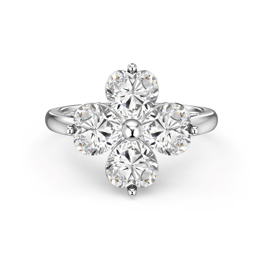 [GALE]Heart-shaped Four-Leaf Clover Ball Ring