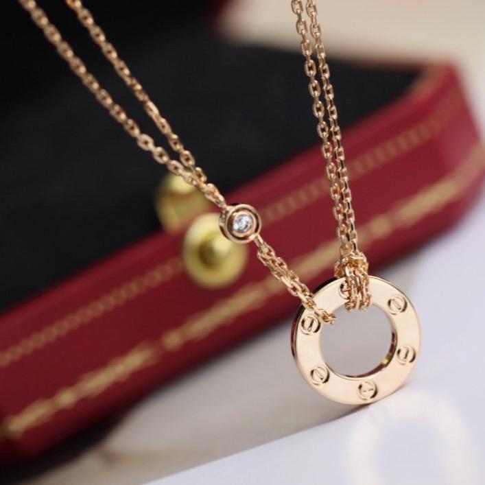 [NOVO] Liebeskette, verstellbar, Roségold, 2 Diamanten 