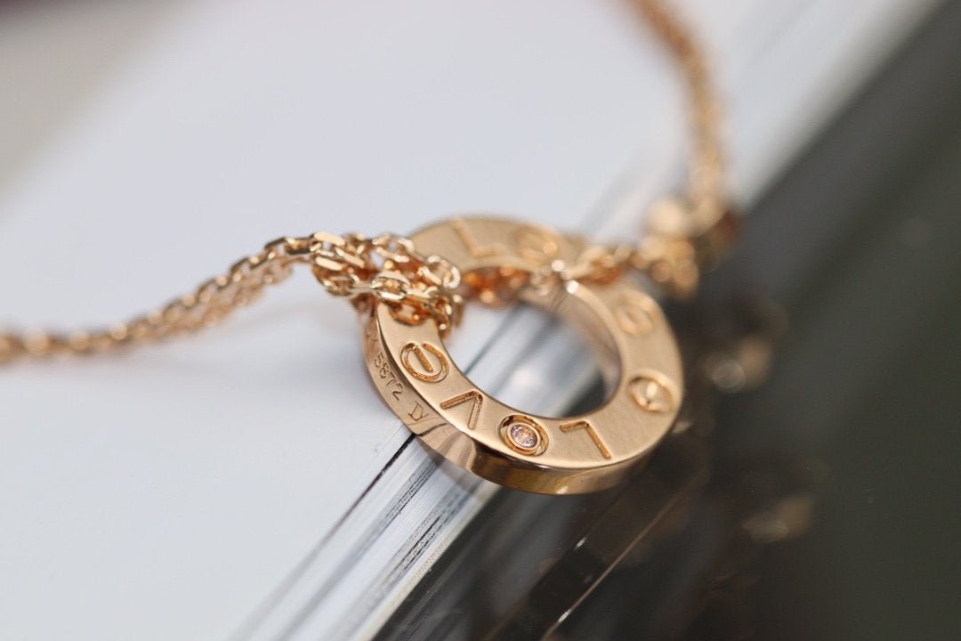 [NOVO] Liebeskette, verstellbar, Roségold, 2 Diamanten 