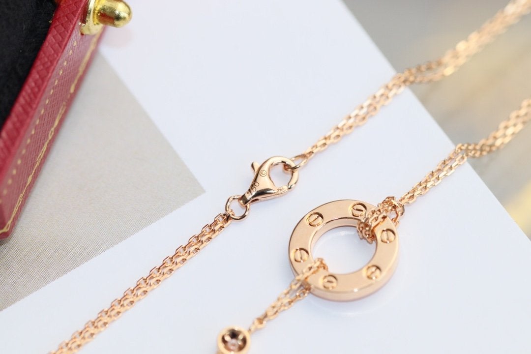 [NOVO] Liebeskette, verstellbar, Roségold, 2 Diamanten 