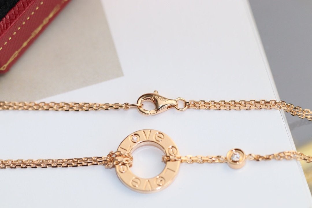 [NOVO] Liebeskette, verstellbar, Roségold, 2 Diamanten 