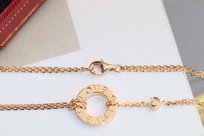 [NOVO] Liebeskette, verstellbar, Roségold, 2 Diamanten 