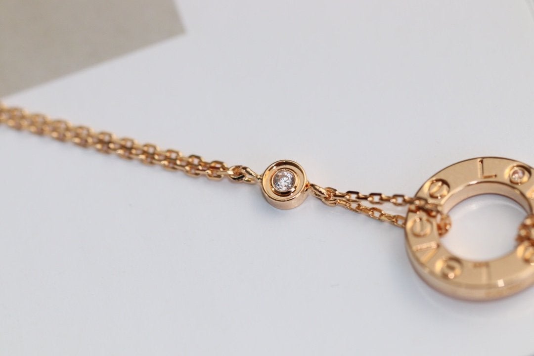 [NOVO] Liebeskette, verstellbar, Roségold, 2 Diamanten 