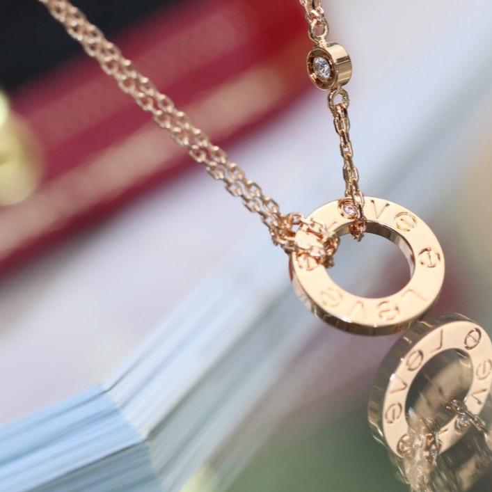 [NOVO] Liebeskette, verstellbar, Roségold, 2 Diamanten 