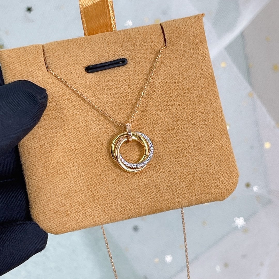 [GALE]TRINITY NECKLACE SILVER GOLD PINK GOLD DIAMONDS