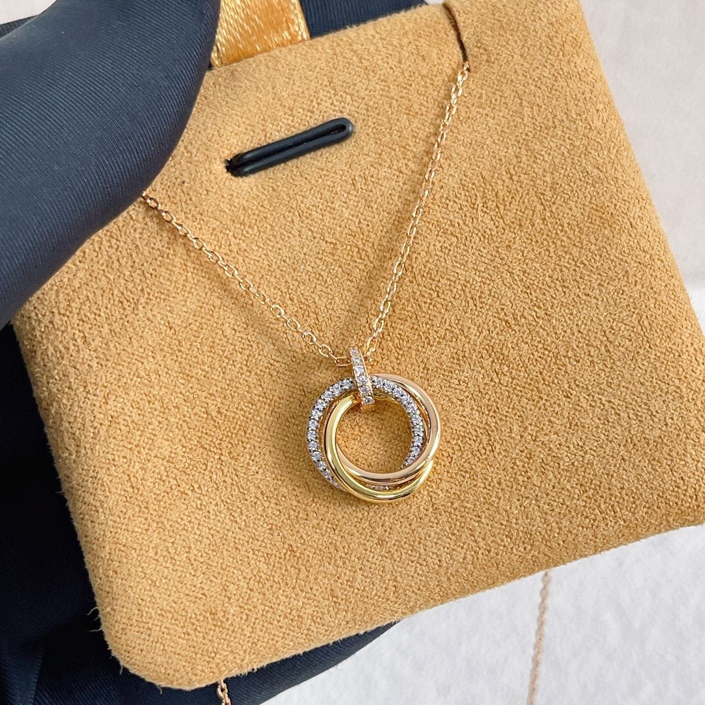 [GALE]TRINITY NECKLACE SILVER GOLD PINK GOLD DIAMONDS