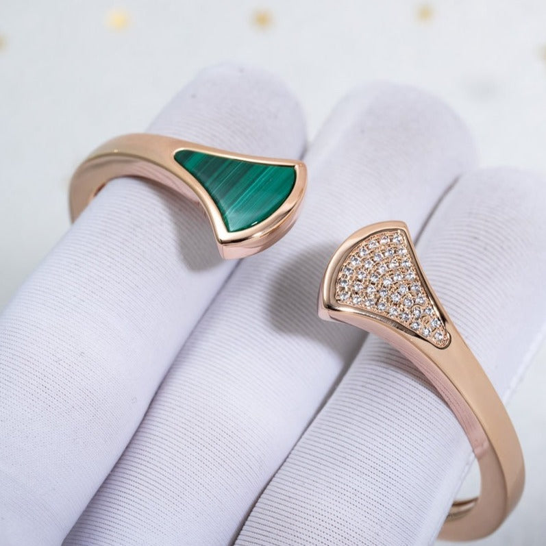 [GALE]DREAM BRACELET OPEN MALACHITE PINK GOLD