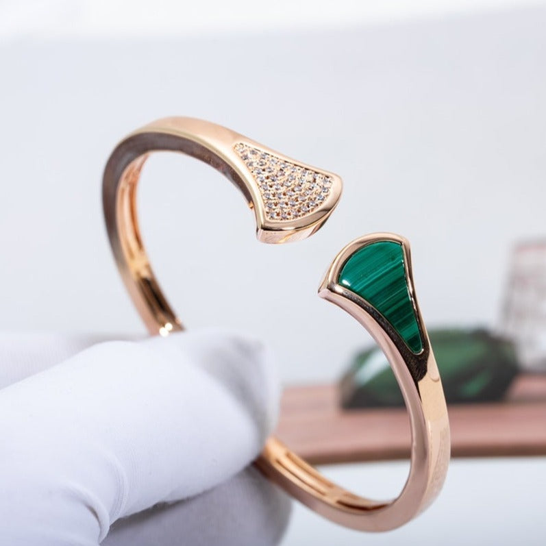 [GALE]DREAM BRACELET OPEN MALACHITE PINK GOLD