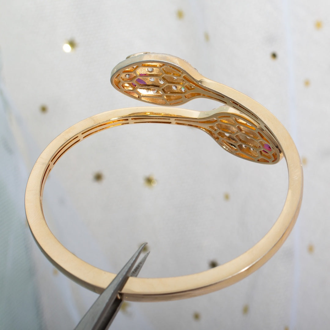 [GALE]SERPENTI BRACELET PINK GOLD DIAMOND DOUBLE SNAKE