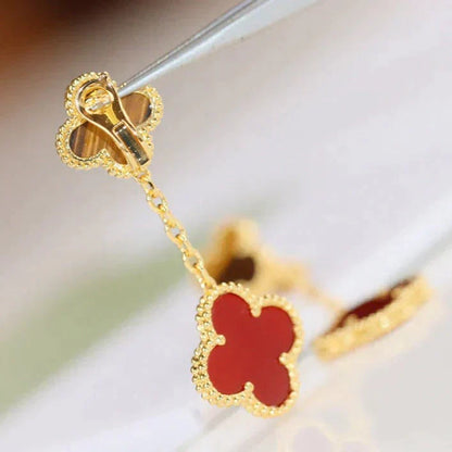 [NOVO]CLOVER 2 MOTIF TIGER EYE CARNELIAN OHREN