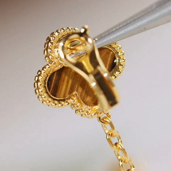 [NOVO]CLOVER 2 MOTIF TIGER EYE CARNELIAN OHREN