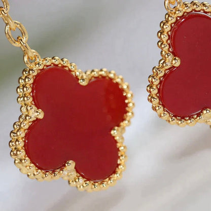 [NOVO]CLOVER 2 MOTIF TIGER EYE CARNELIAN OHREN