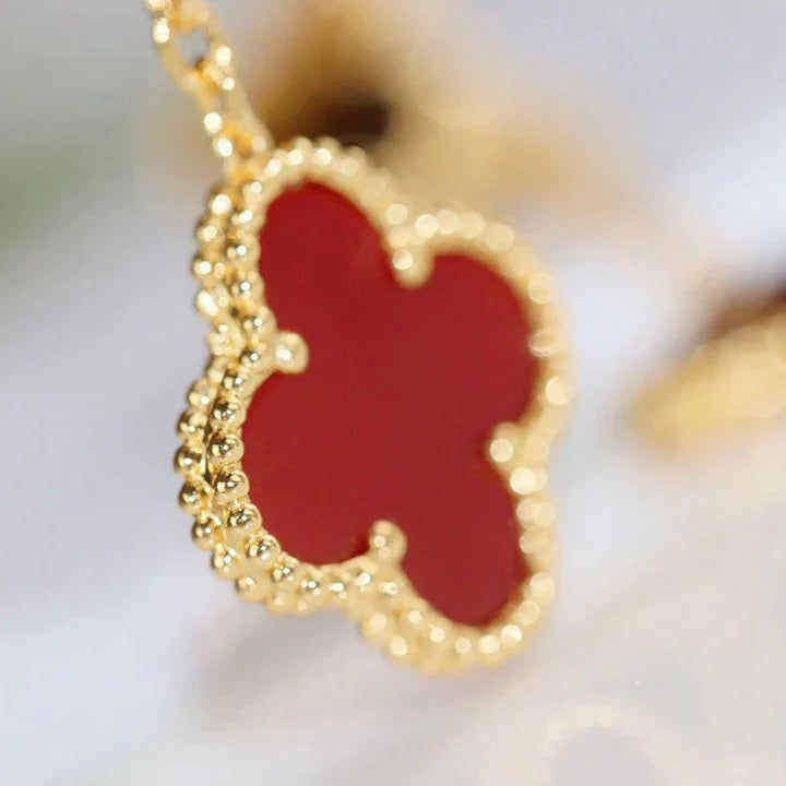 [NOVO]CLOVER 2 MOTIF TIGER EYE CARNELIAN OHREN