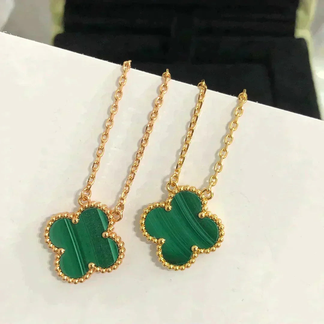 [NOVO]CLOVER 15MM MALACHIT EINZELNE BLÜTEN-HALSKETTE