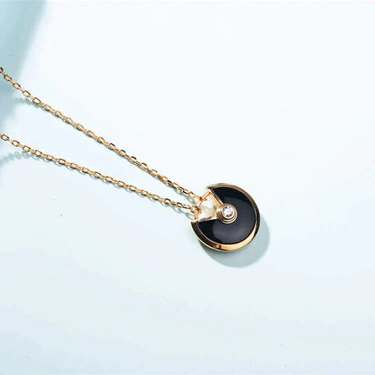 [GALE]AMULETTE GOLD CARNELIAN ONYX NECKLACE