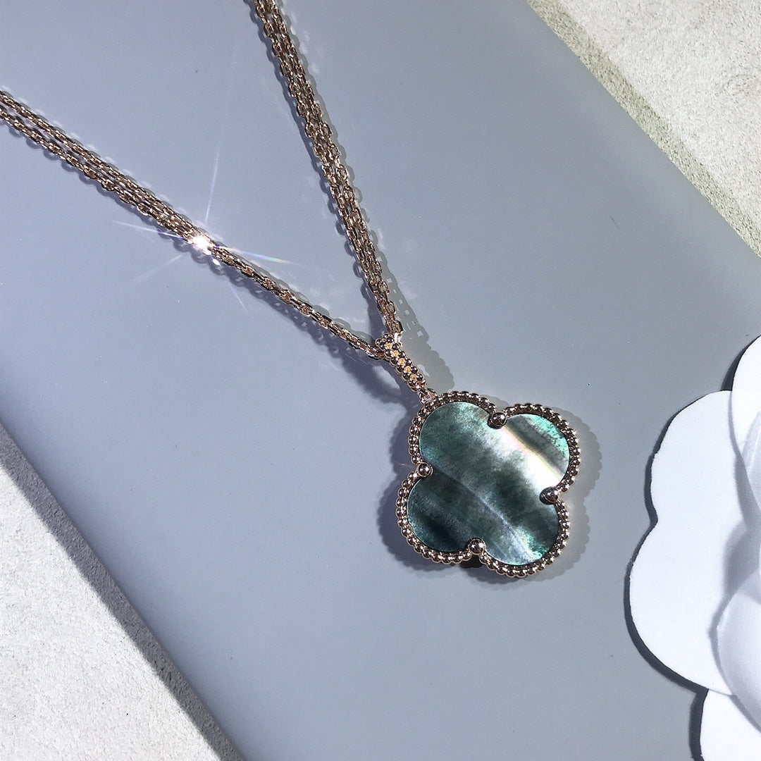 [GALE]CLOVER 25MM GOLD DARK MOP BIG CLOVER NECKLACE