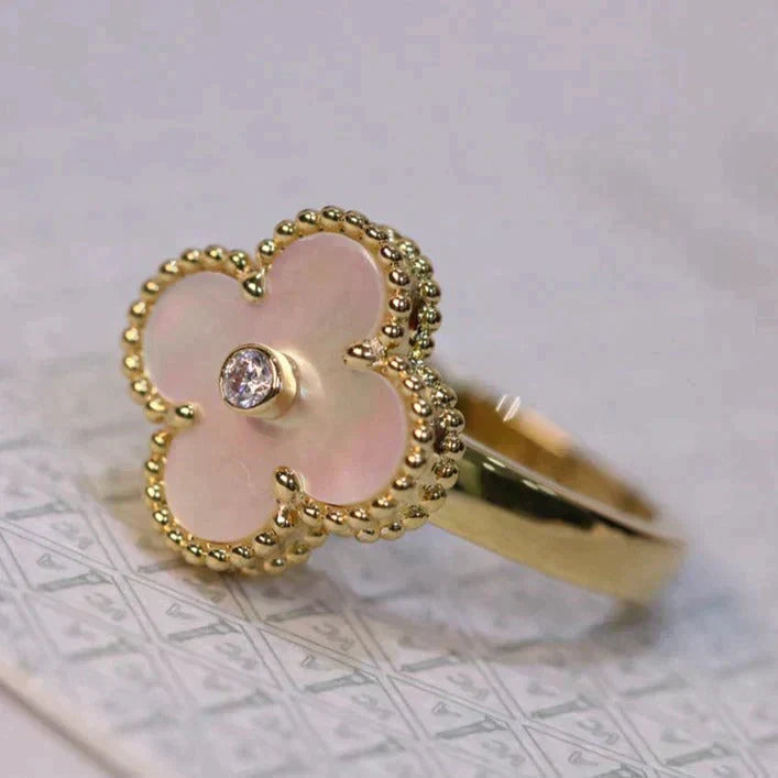 [GALE]CLOVER PINK MOP RING GOLD DIAMOND