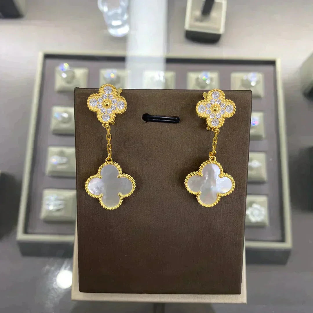 [GALE]CLOVER  2 MOTIFS  DIAMOND  EARRINGS (MULTIPLE CHOICESç´