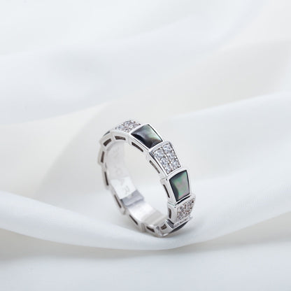 [GALE]SERPENTI RING SILVER DIAMOND BLACK MOP 4MM