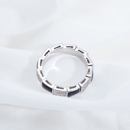[GALE]SERPENTI RING SILVER DIAMOND BLACK MOP 4MM
