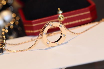 [NOVO] Liebeskette 16 mm 6 Diamanten Roségold