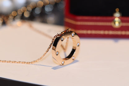 [NOVO] Liebeskette 16 mm 6 Diamanten Roségold