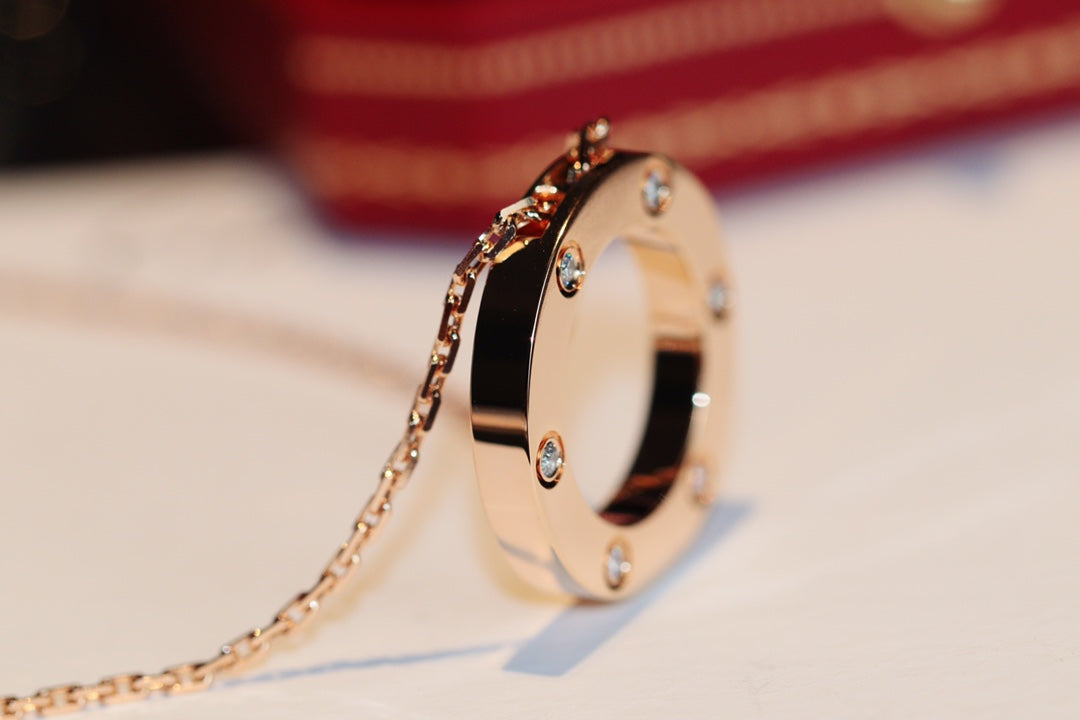 [NOVO] Liebeskette 16 mm 6 Diamanten Roségold