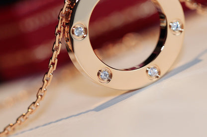 [NOVO] Liebeskette 16 mm 6 Diamanten Roségold