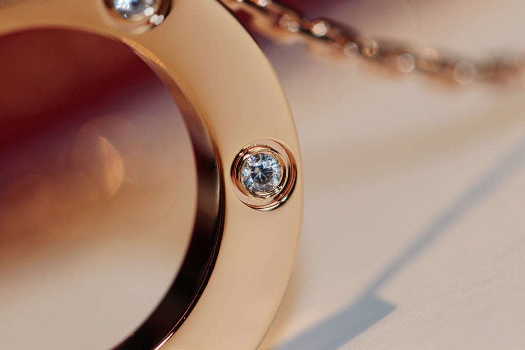 [NOVO] Liebeskette 16 mm 6 Diamanten Roségold