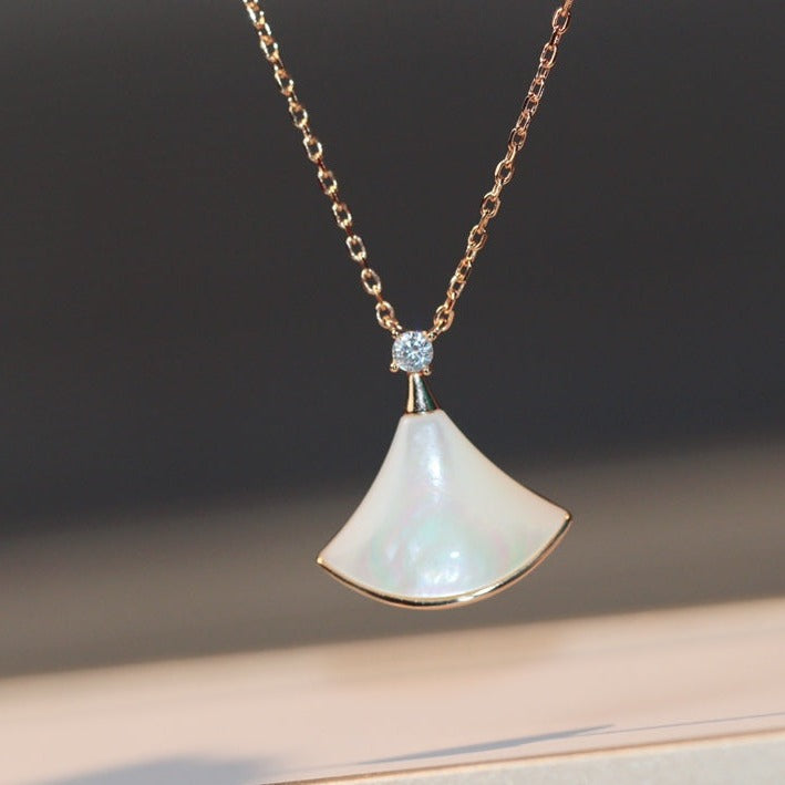 [GALE]DREAM NECKLACE WHITE MOP PINK GOLD 1 DIAMOND