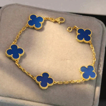 [GALE] CLOVER 5 MOTIF BLUE AGATE BRACELET COLLECTION