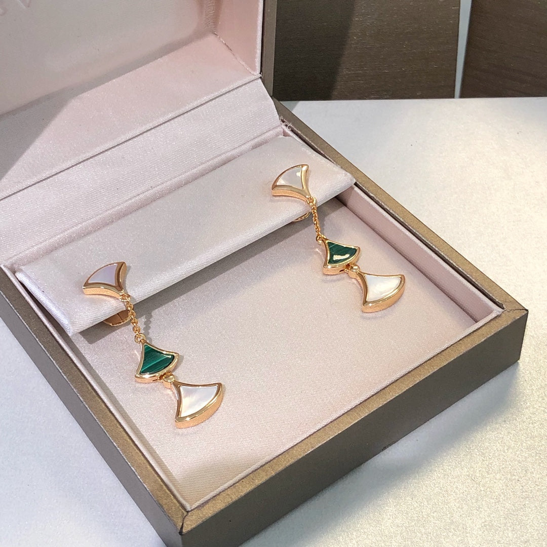 [GALE]DREAM EARRINGS 3 MOTIFS MALACHITE MOP PINK GOLD