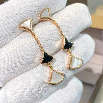 [GALE]DREAM EARRINGS 3 MOTIFS ONYX MOP PINK GOLD