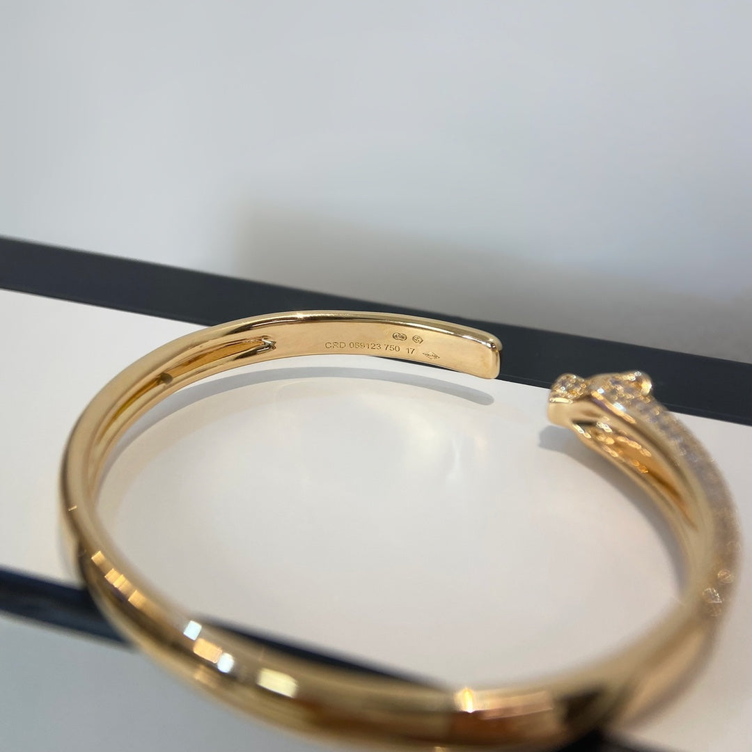 [GALE]PANTHERE GOLD DIAMOND OPEN BRACELET