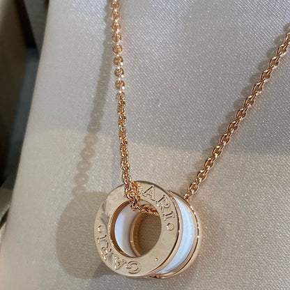[GALE]ZERO 1 WHITE CERAMIC PINK GOLD NECKLACE