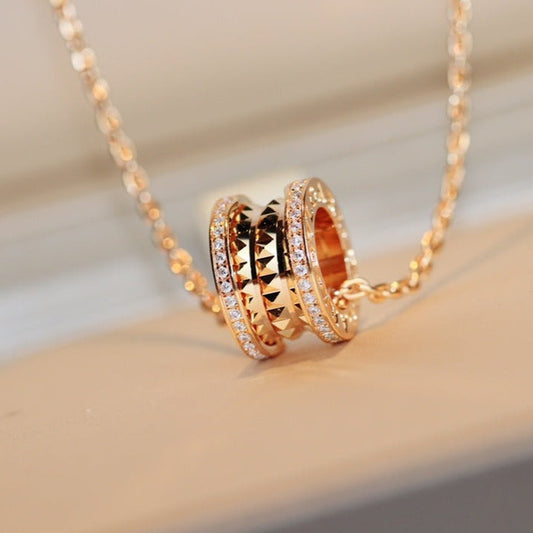 [GALE]ZERO 1 ROCK PEDANT PINK GOLD NECKLACE