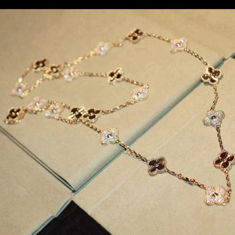 [GALE]CLOVER 20 MOTIFS LASER DIAMOND NECKLACE