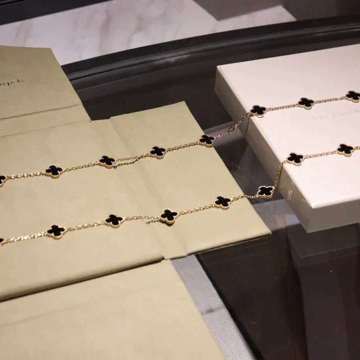 [GALE]CLOVER 20 MOTIFS ONYX NECKLACE