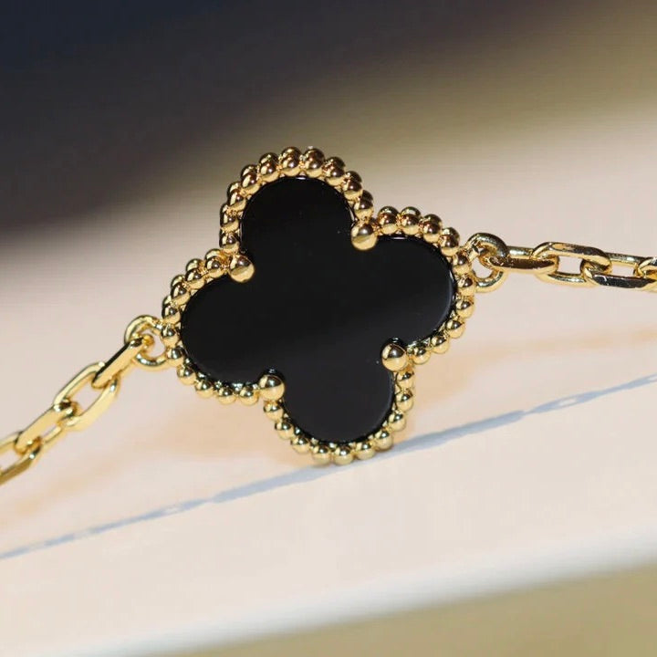 [GALE]CLOVER 20 MOTIFS ONYX NECKLACE