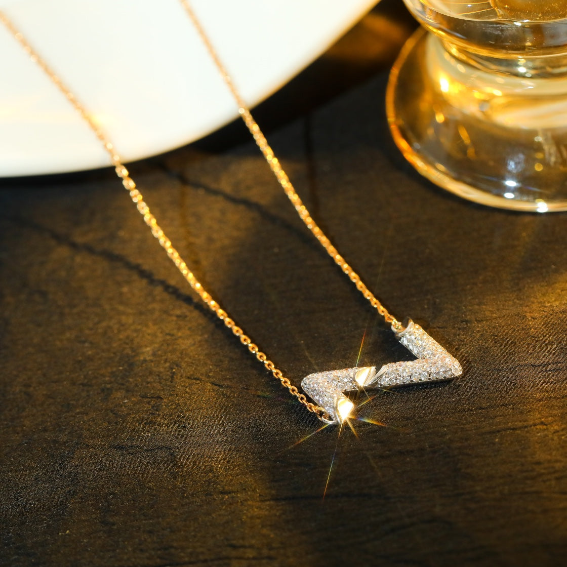 [GALE]VOLT SILVER DIAMOND PEDANT NECKLACE