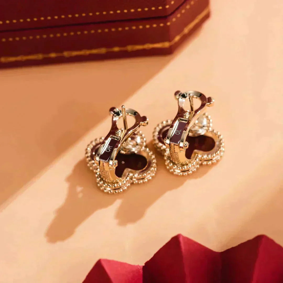 [NOVO]CLOVER MEDIUM 1 MOTIFS CARNELIAN EARRINGS