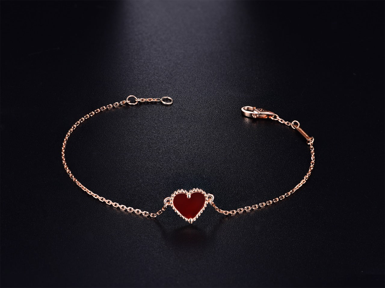 [GALE]HEART CARNELIAN PINK GOLD BRACELET