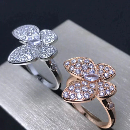 [NOVO]Schmetterlingsring aus rosafarbenem Gold mit Diamanten