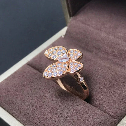 [NOVO]Schmetterlingsring aus rosafarbenem Gold mit Diamanten