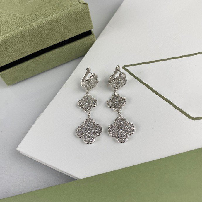 [NOVO] KLEE-MOTIV-DIAMANT-SILBER-TROPFENOHRRINGE