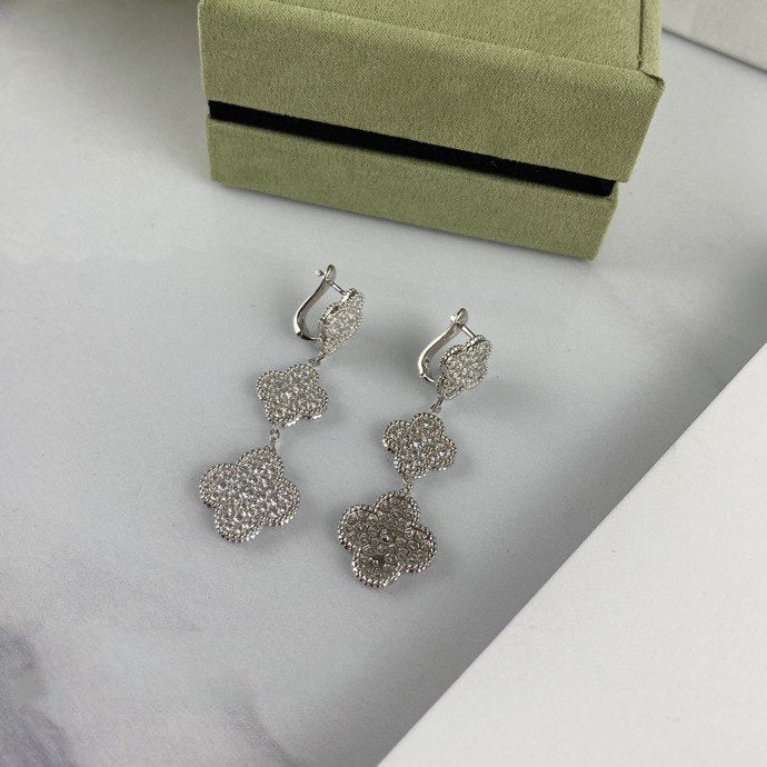 [NOVO] KLEE-MOTIV-DIAMANT-SILBER-TROPFENOHRRINGE