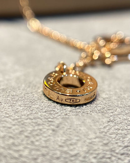 [GALE]DREAM MOP DIAMOND PAVED PINK GOLD NECKLACE