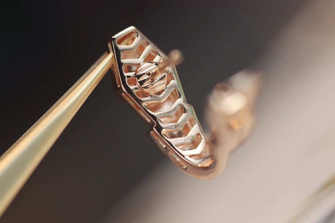 [GALE]SERPENT PINK GOLD DIAMOND EARRINGS