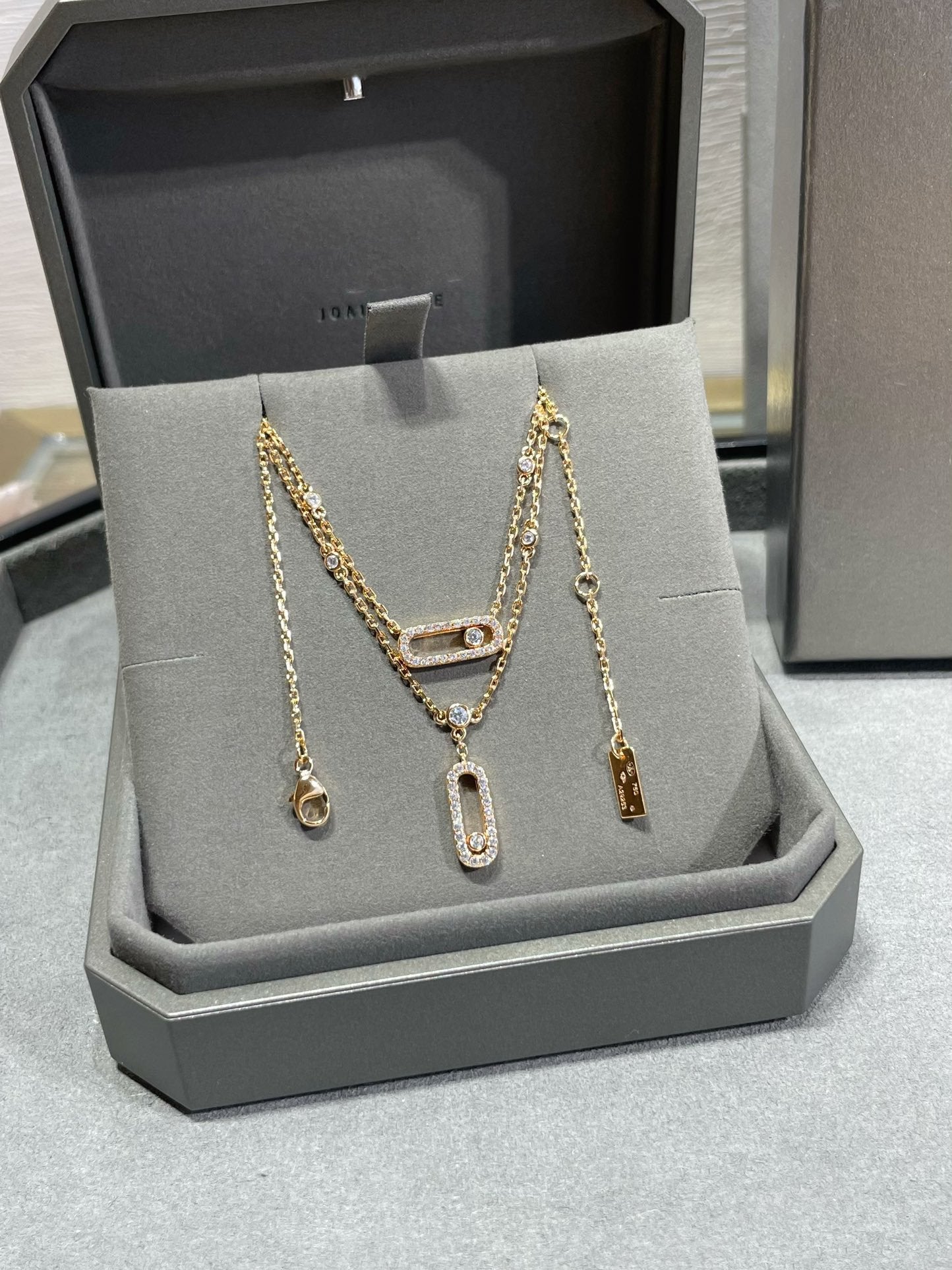 [GALE]MOVE 2 ROW DIAMOND NECKLACE