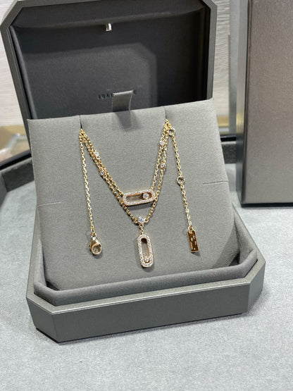 [GALE]MOVE 2 ROW DIAMOND NECKLACE